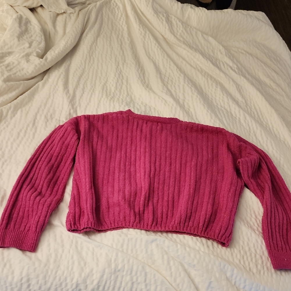 Pink Rose Women's Sweater - Vibrant Pink - Picture 7 of 13